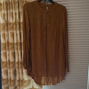 Free People Mustard Yellow Button-Up Tunic